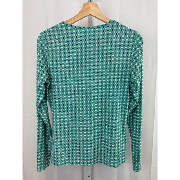 LANDS' END  2 4 XS Geometric Swim Top Rash Guard Long Sleeve Crew Green Multi - Picture 2 of 8